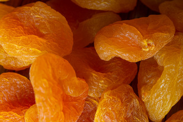 Close view of dried apricots. Use for healthy snack concept.