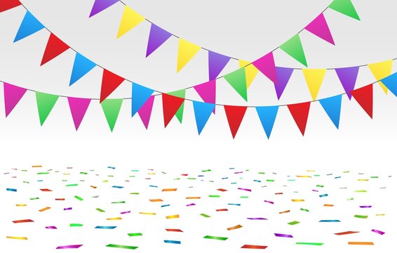 Confetti floor and flags