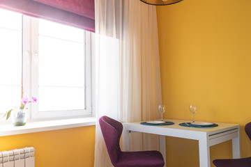 Kitchen, set the table. Beautiful Sunny interior.