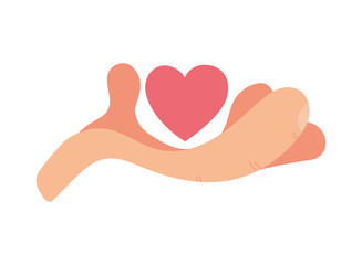 hand with heart, symbol of charity and donation