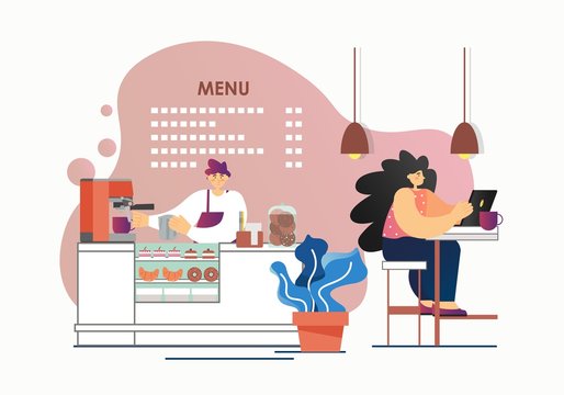 Coffee shop, vector flat style design illustration