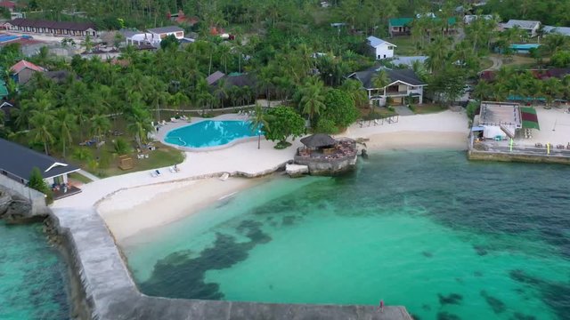 aerial view of a beach resort. stunning beach with turquoise water. Philippines, Asia