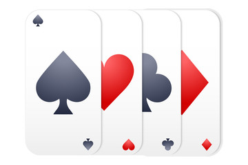 Deck of playing cards for casino. Symbols of card game and gambling. Vector Illustration isolated on white background