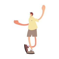 man standing with medical mask on white background