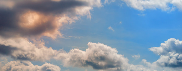 Beautiful cloud shut out the sun light. The light penetrates through the cloud