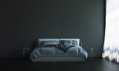 minimal nterior design of bedroom and wall texture background