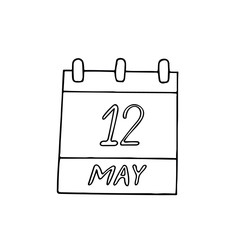 calendar hand drawn in doodle style. May 12. International Nurses Day, date. icon, sticker, element