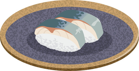 寿司。サバのイメージイラスト（2貫）