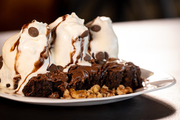 Chocolate Brownie with Vanilla Ice Cream