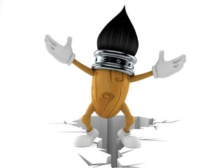 Paintbrush character standing on cracked ground