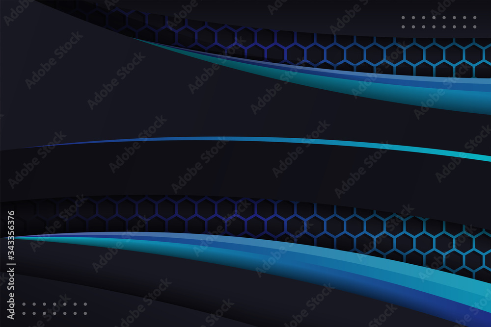 Poster abstract blue hexagons pattern background. technology concept design. the combination of dark blue a