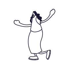 young woman standing, line style icon