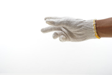 Fototapeta na wymiar Hand with cotton glove