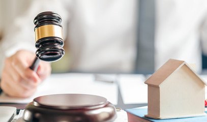 gavel and house for real estate concept.