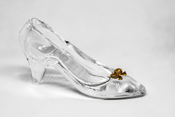 Crystal women's shoes with high heels,  glass shoes close-up