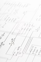 Close up of PCB wiring diagram circuit