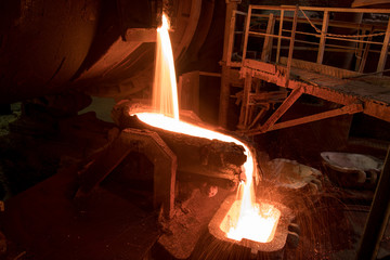 Copper smelting at a metallurgical plant