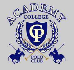 polo sports print and embroidery graphic design vector art