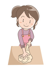パン作りする女性
