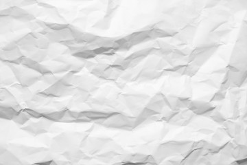 White crumpled paper texture background. Clean white paper. Top view.