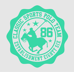 polo sports print and embroidery graphic design vector art
