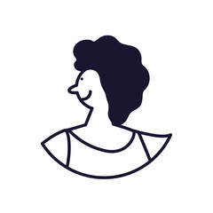 portrait of young woman, line style icon