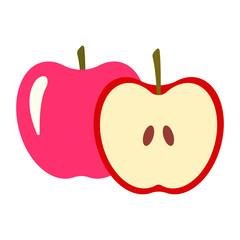 isolated illustration of an apple in colour in vector