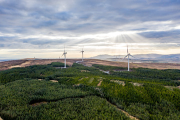 Aerial view of the Clogheravaddy Wind Farm in County Donegal - Ireland