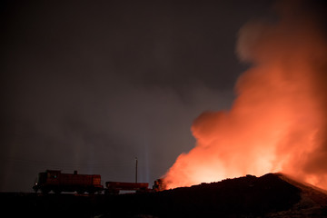 Copper smelting at a metallurgical plant