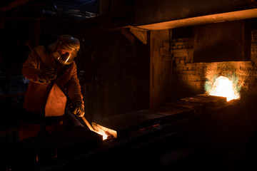 Obraz na płótnie Canvas Copper smelting at a metallurgical plant