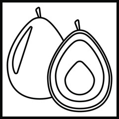 isolated illustration of an avocado in black in vector