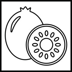 isolated illustration of a kiwi in black in vector