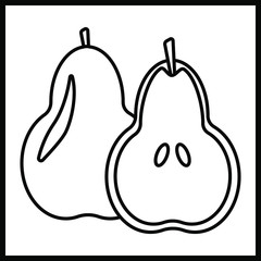 isolated illustration of a pear in black in vector