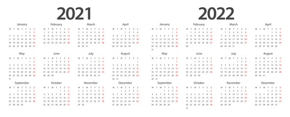 Calendar 2021, calendar 2022 week start Monday corporate design planner template. - obrazy, fototapety, plakaty