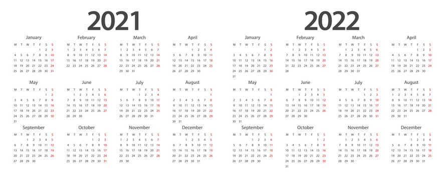 Calendar 2021, calendar 2022 week start Monday corporate design planner template.