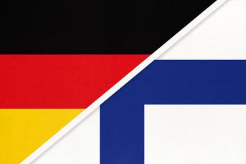 Federal Republic of Germany vs Finland, symbol of two national flags. Relationship between european countries.