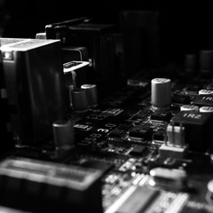 Motherboard city block in black and white and high contrast