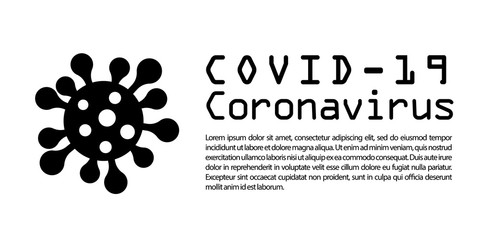 Coronavirus 2019-nCoV infographic. Corona virus 3D icon banner. Black sign isolated white background. Pathogen respiratory infection. Poster bacteria-cell pandemic. Corona-virus. Vector illustration