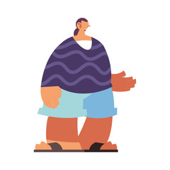 young man standing on white background