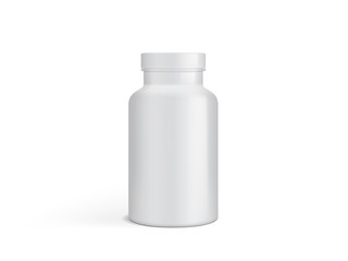 white plastic blank packaging medicine jar vector mock up 