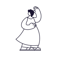 young woman standing, line style icon