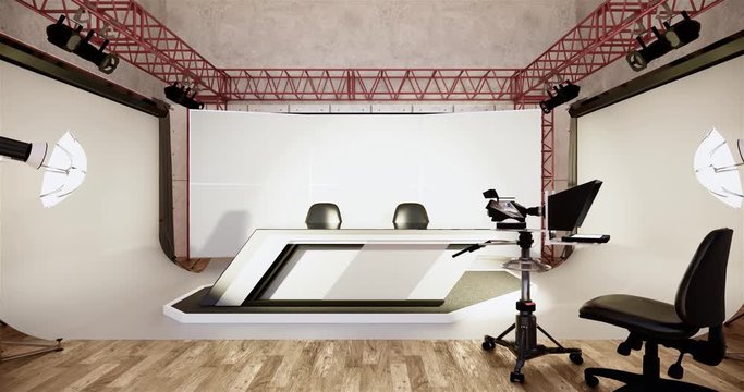 Studio - Modern Film Studio with white Screen. 3D rendering