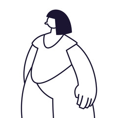 young woman standing, line style icon