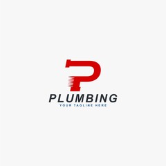 Plumbing repair logo design vector. Letter P monogram pipe illustration design. Industry vector icon.