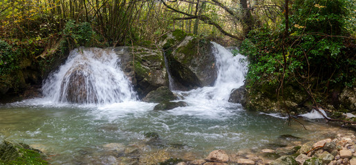 Fototapeta premium Morcone waterfalls on the waterway