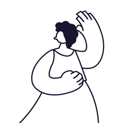 young woman standing, line style icon