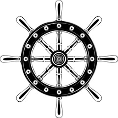 Obraz premium Boat steering wheel vector illustration