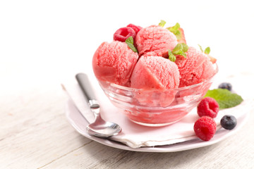 bowl of berry fruit ice cream