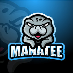 Manatee mascot esport logo design
