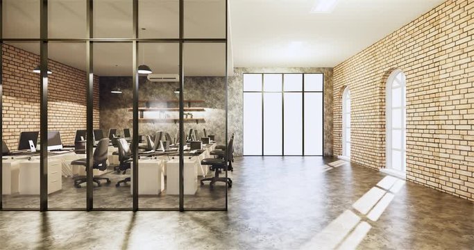 Mock up office room interior. 3D rendering